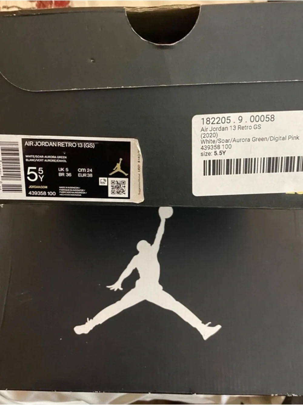 Jordan Limited Kids White & Teal High-Top Sneakers with original box Multicolor